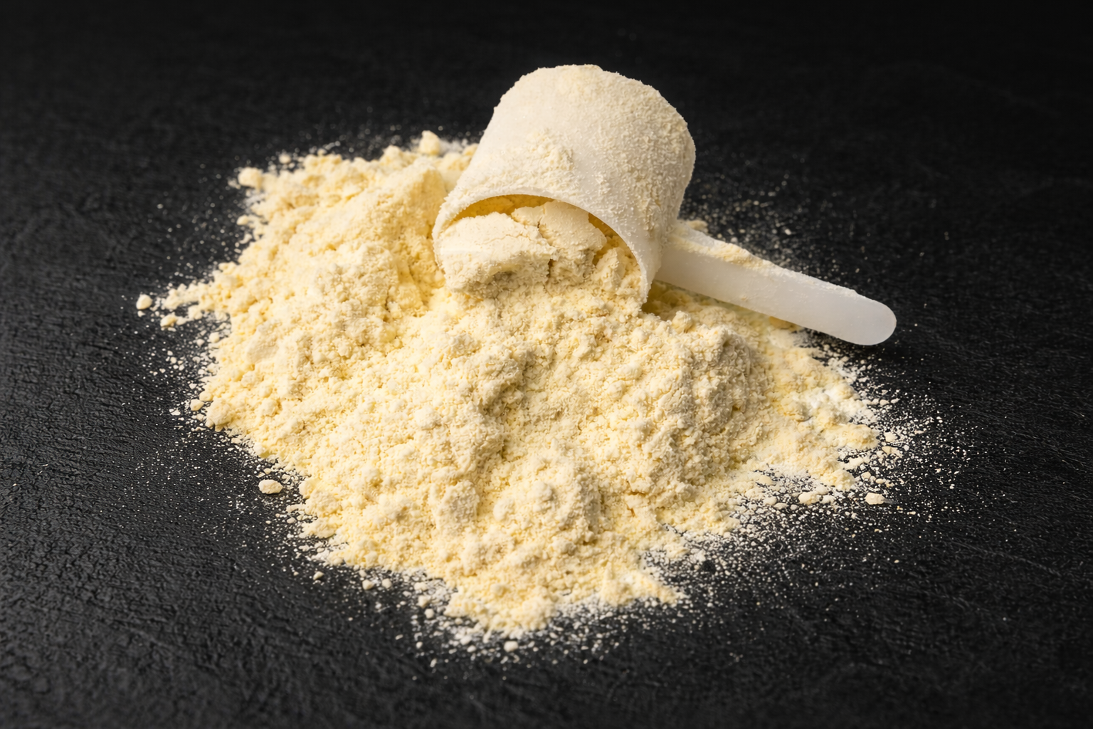 Pouring supplement powder into a bottle