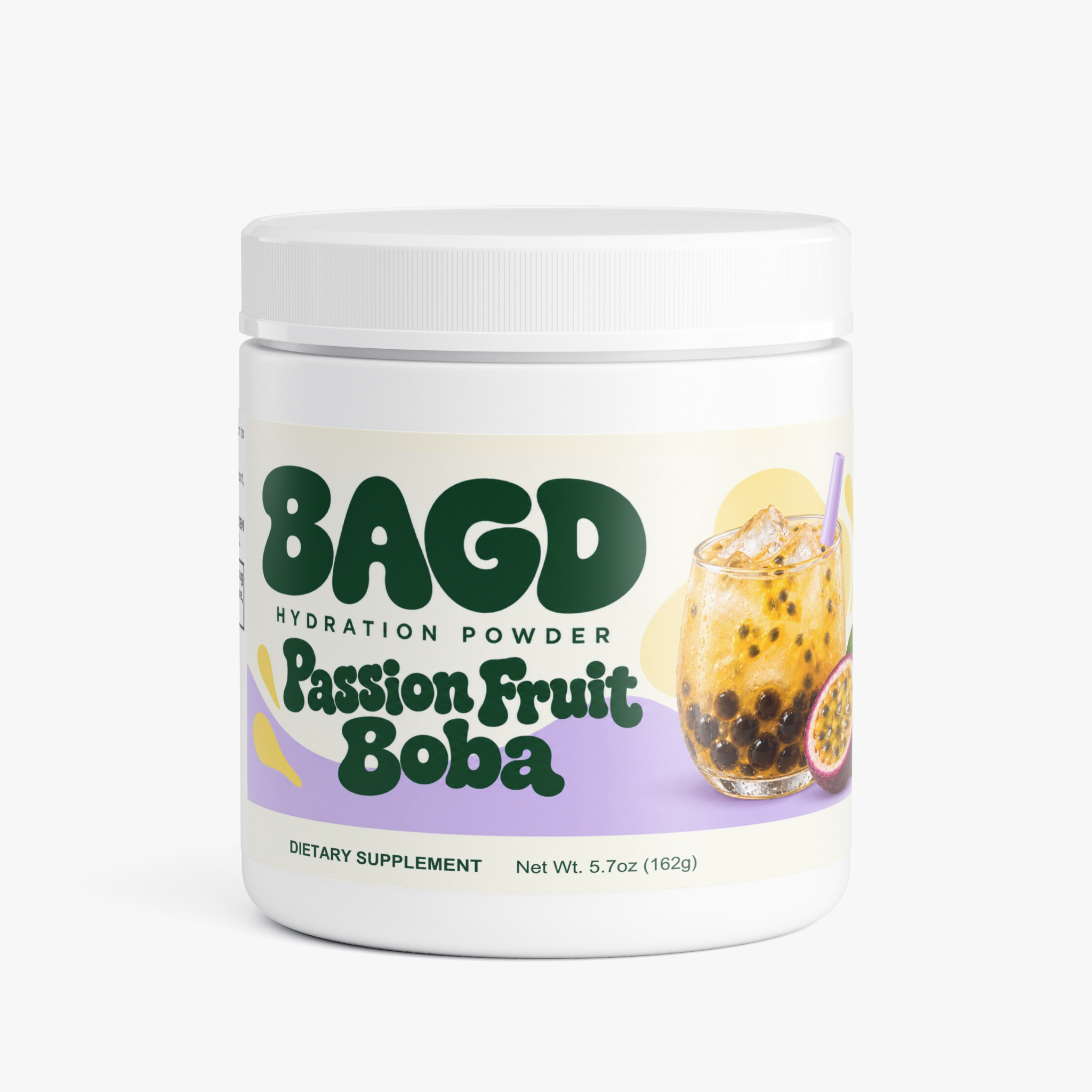 BAGD Passion Fruit Boba hydration powder packaging