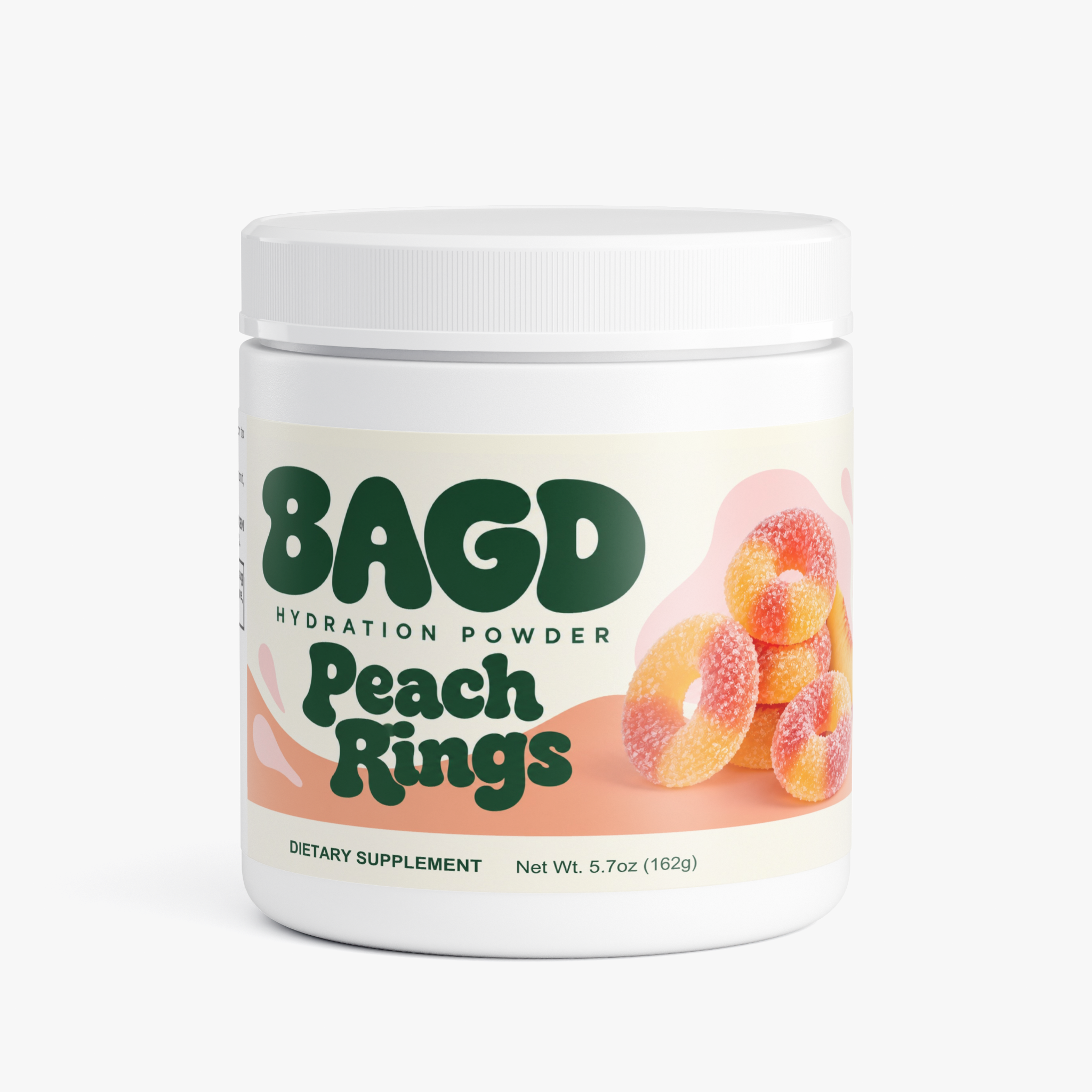 BAGD Peach Rings hydration powder packaging